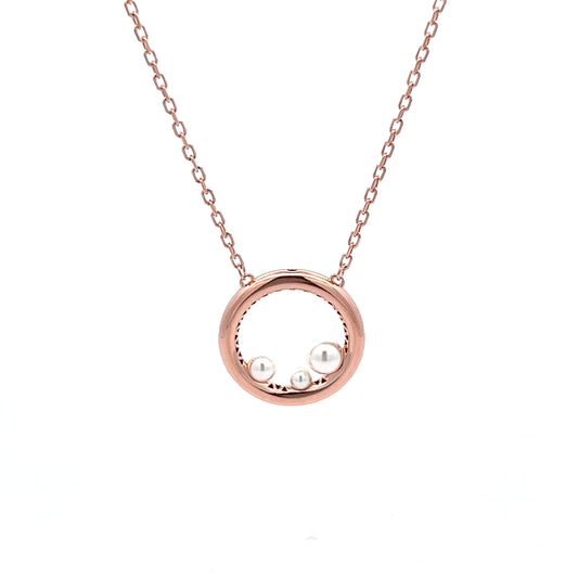 Pearl Trio Necklace in Rose Gold