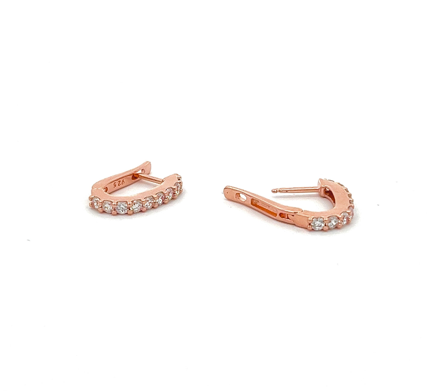 Diamante Loop Earrings in Rose Gold