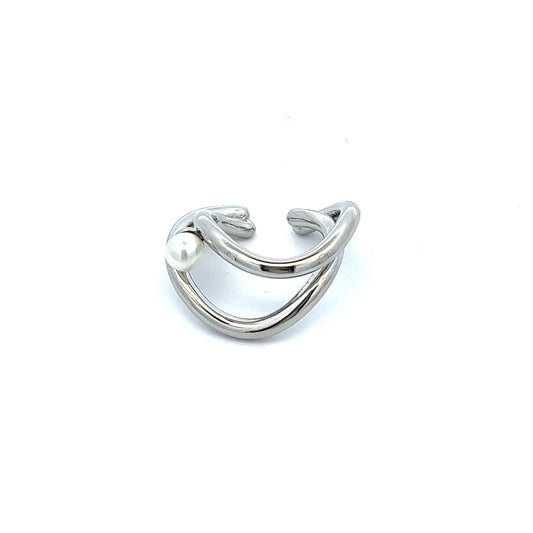 Only Pearl Wave Cuff in Silver
