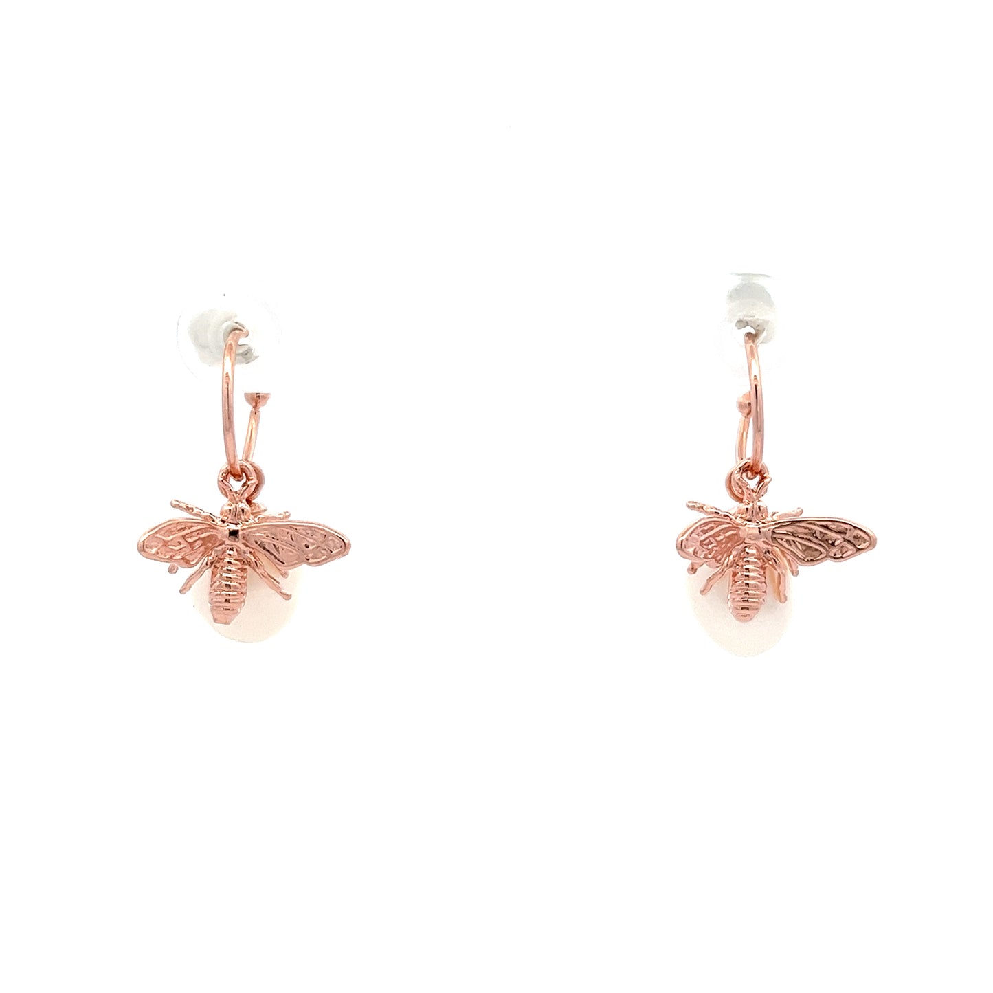 Bee X Pearl Earrings in Rose Gold