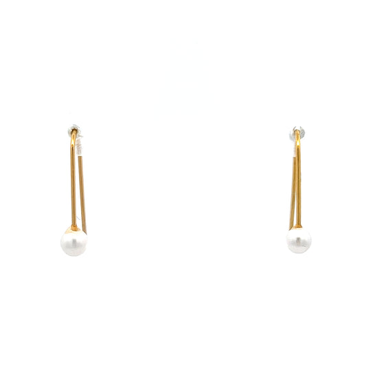 Pearl Cane Earrings in Gold
