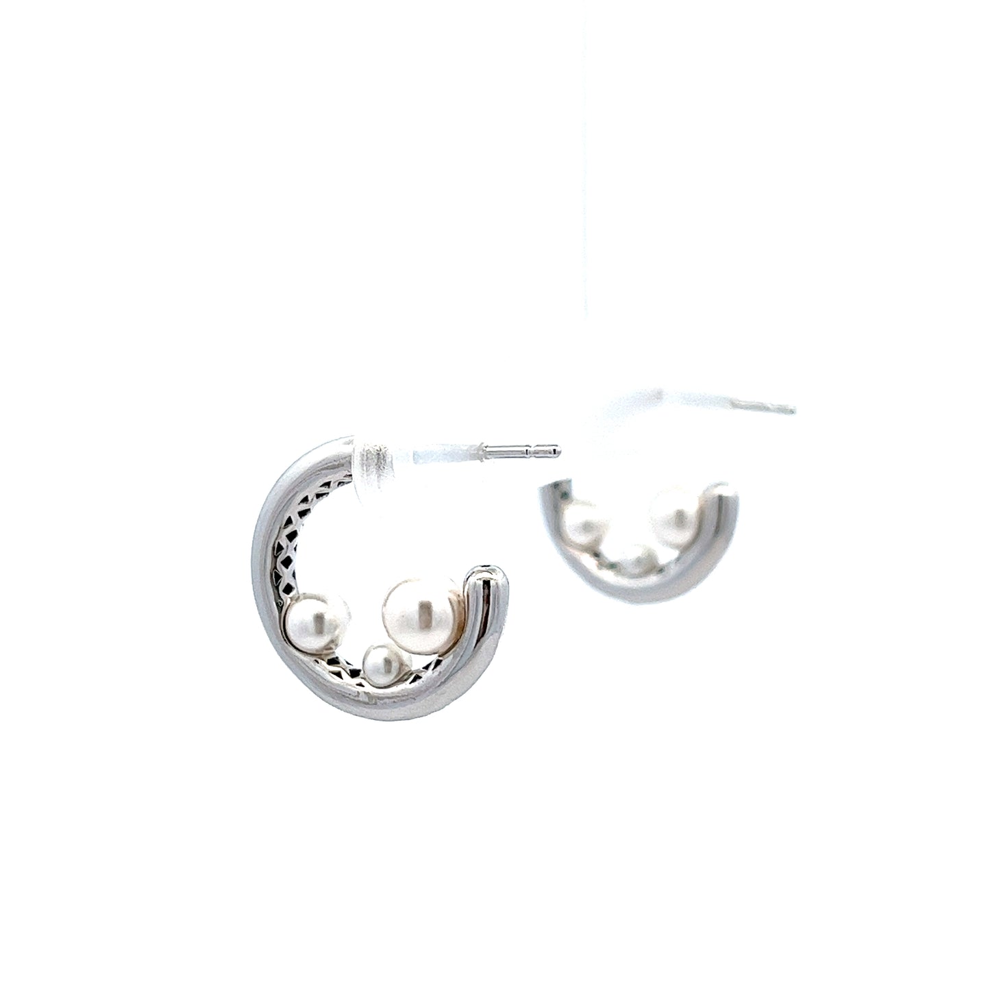 Pearl Trio Earrings in Silver