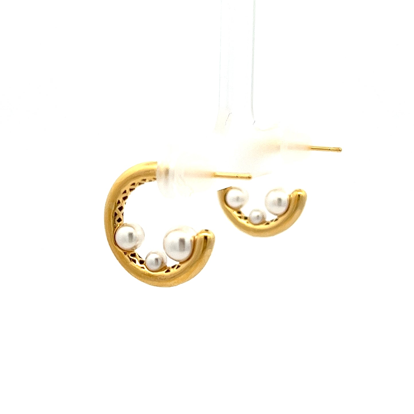 Pearl Trio Earrings in Gold