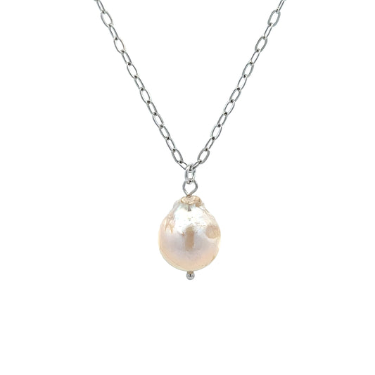 Baroque Pearl Necklace in Silver