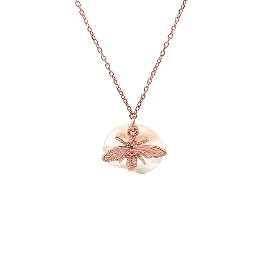 Bee X Pearl Necklace in Rose Gold