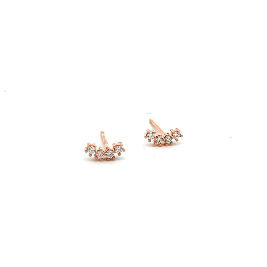 Tri Twist Earrings in Rose Gold