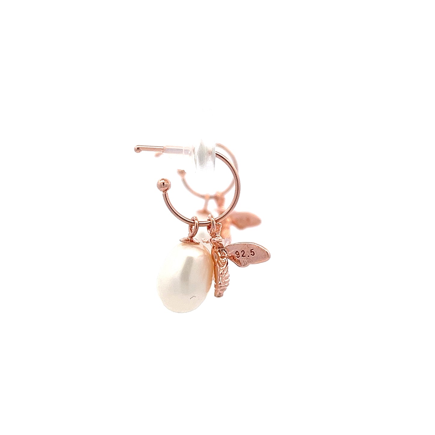 Bee X Pearl Earrings in Rose Gold