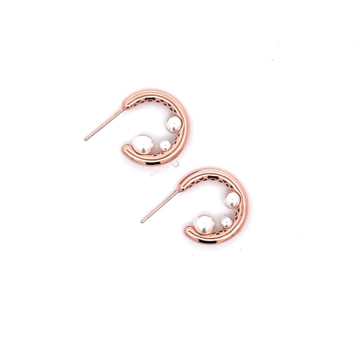 Pearl Trio Earrings in Rose Gold