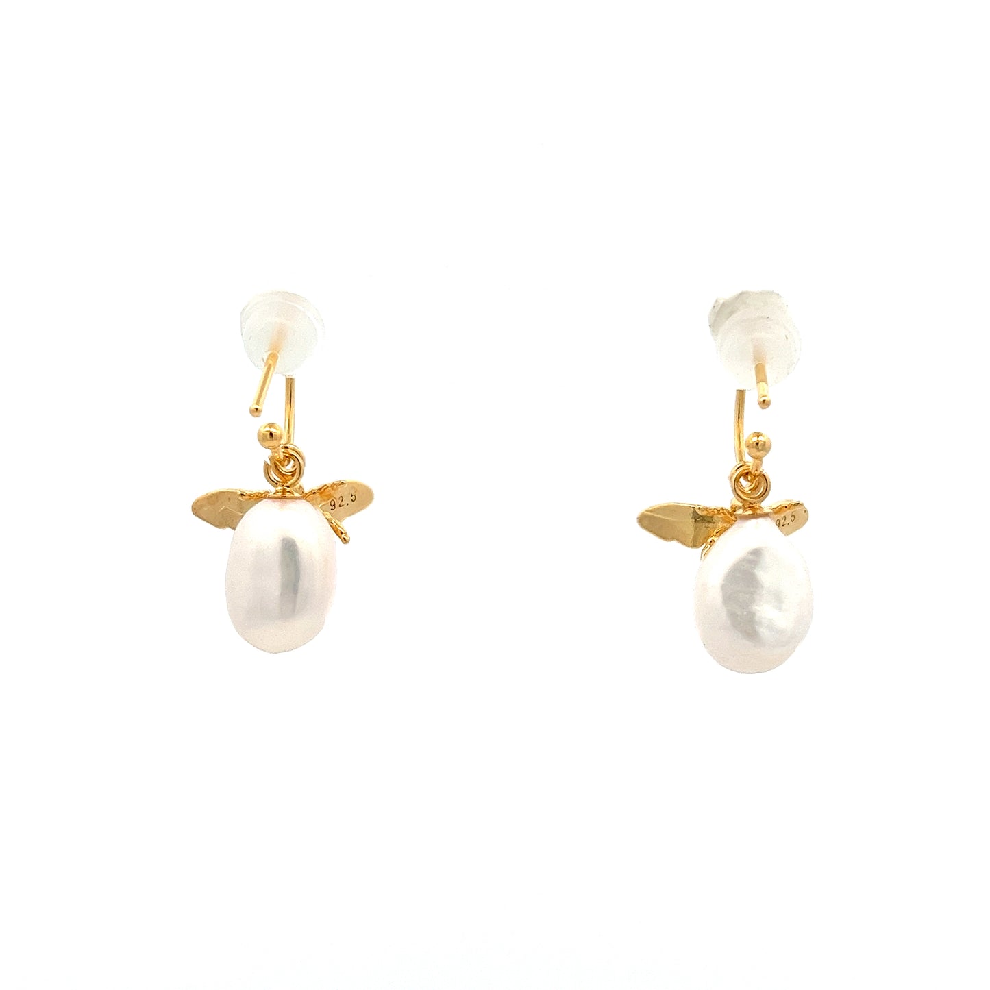 Bee X Pearl Earrings in Gold