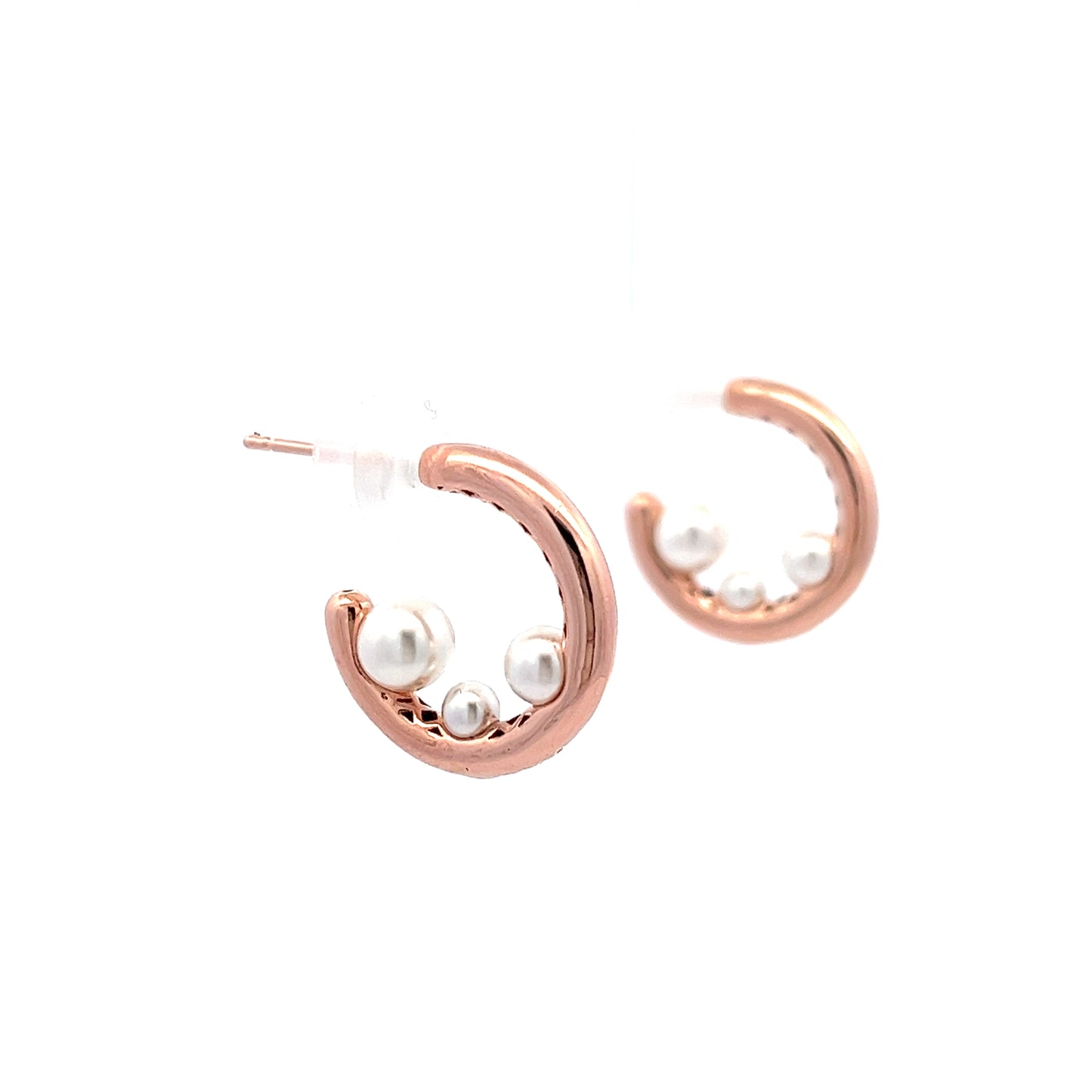Pearl Trio Earrings in Rose Gold