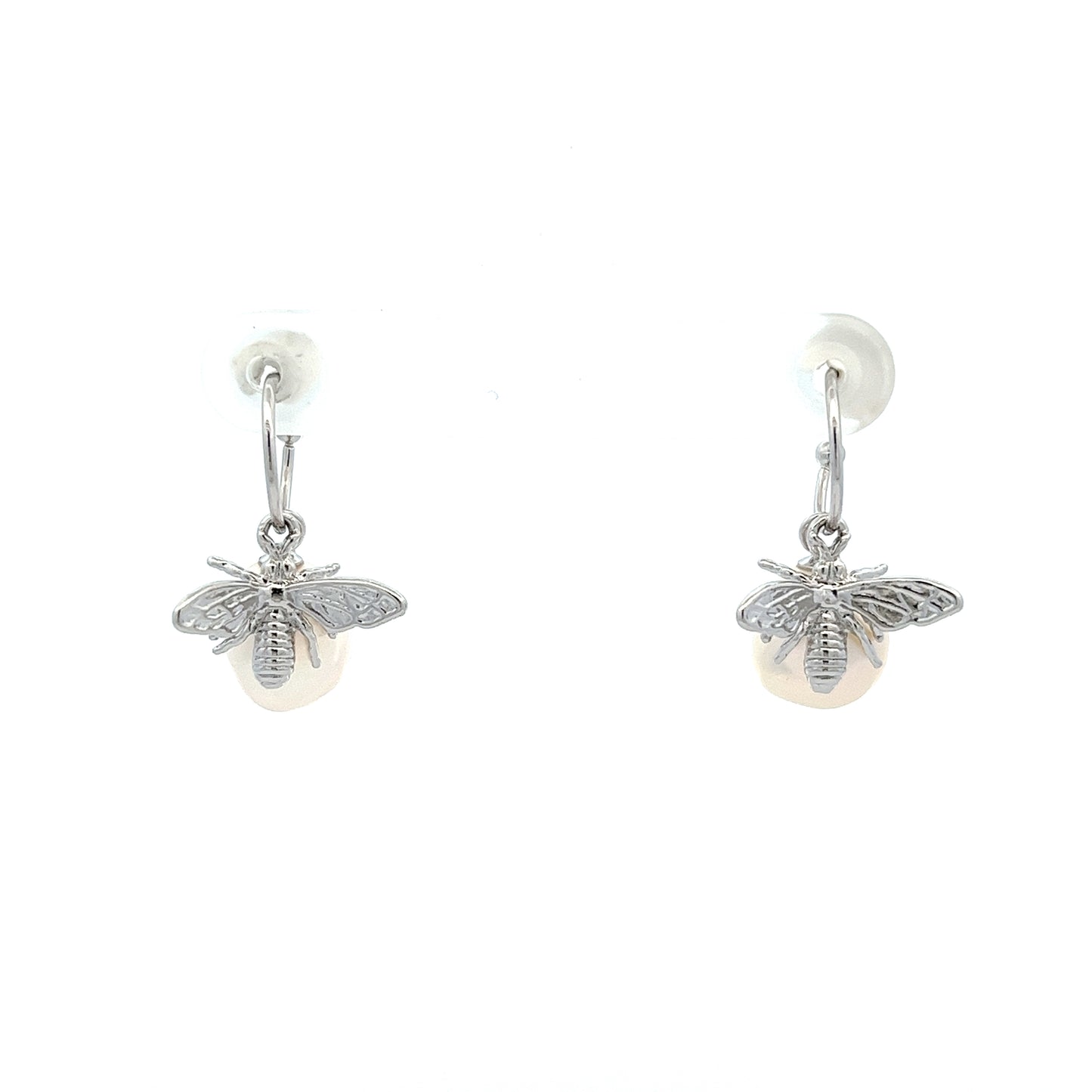 Bee X Pearl Earrings in Silver