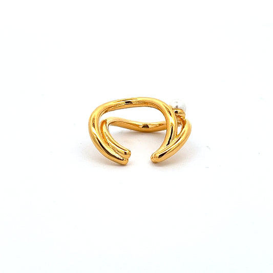 Only Pearl Wave Cuff in Gold