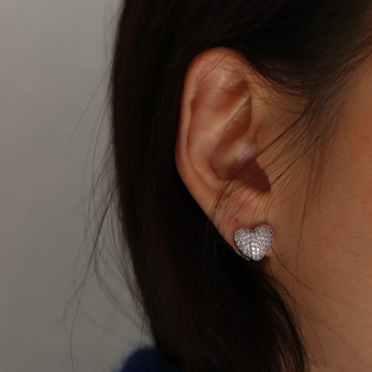 Heart Diamante Earrings in Silver