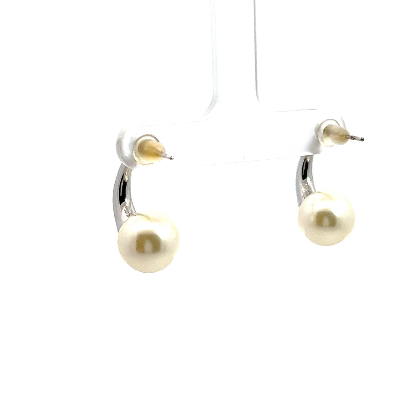 Med Pearl Earrings in Sliver