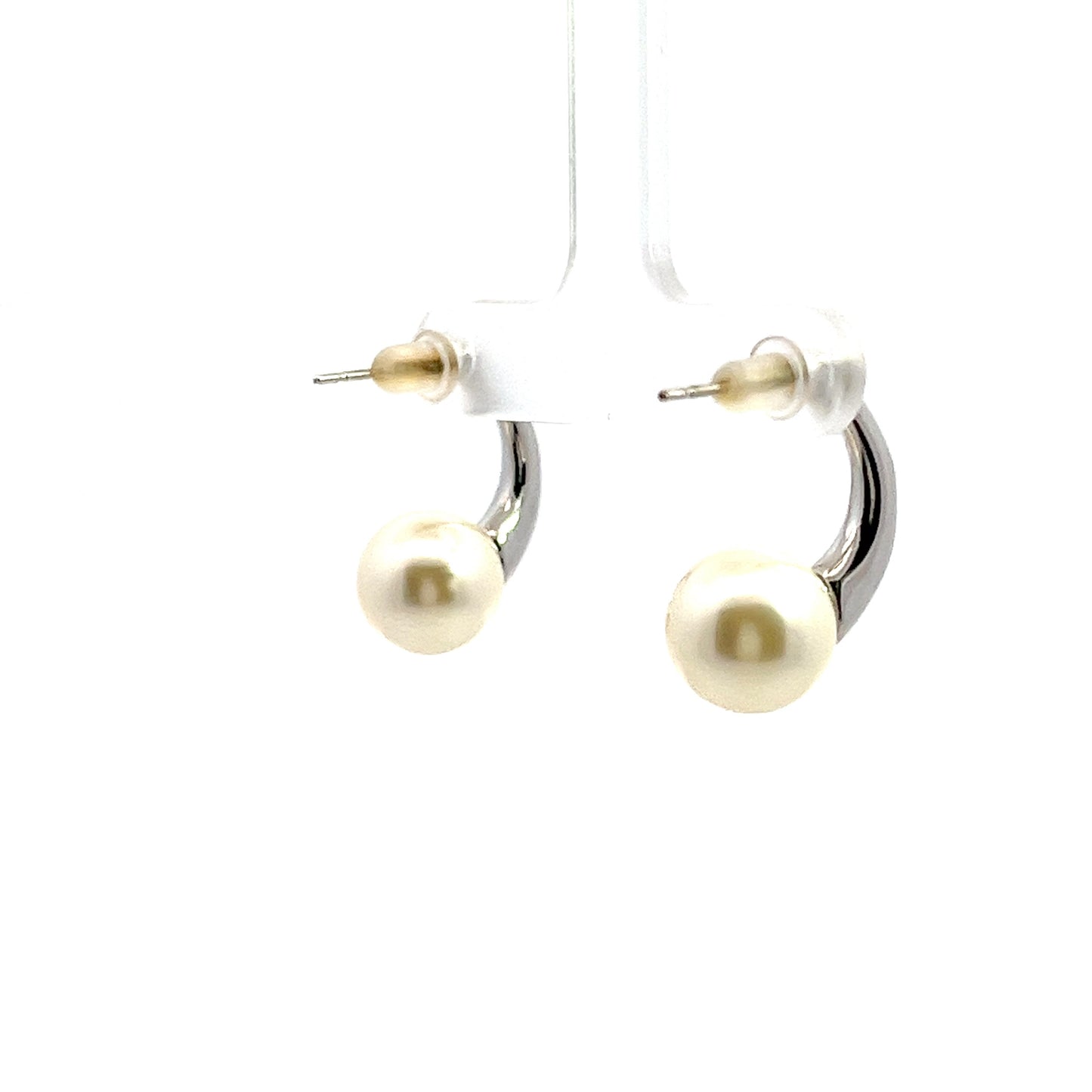 Med Pearl Earrings in Sliver