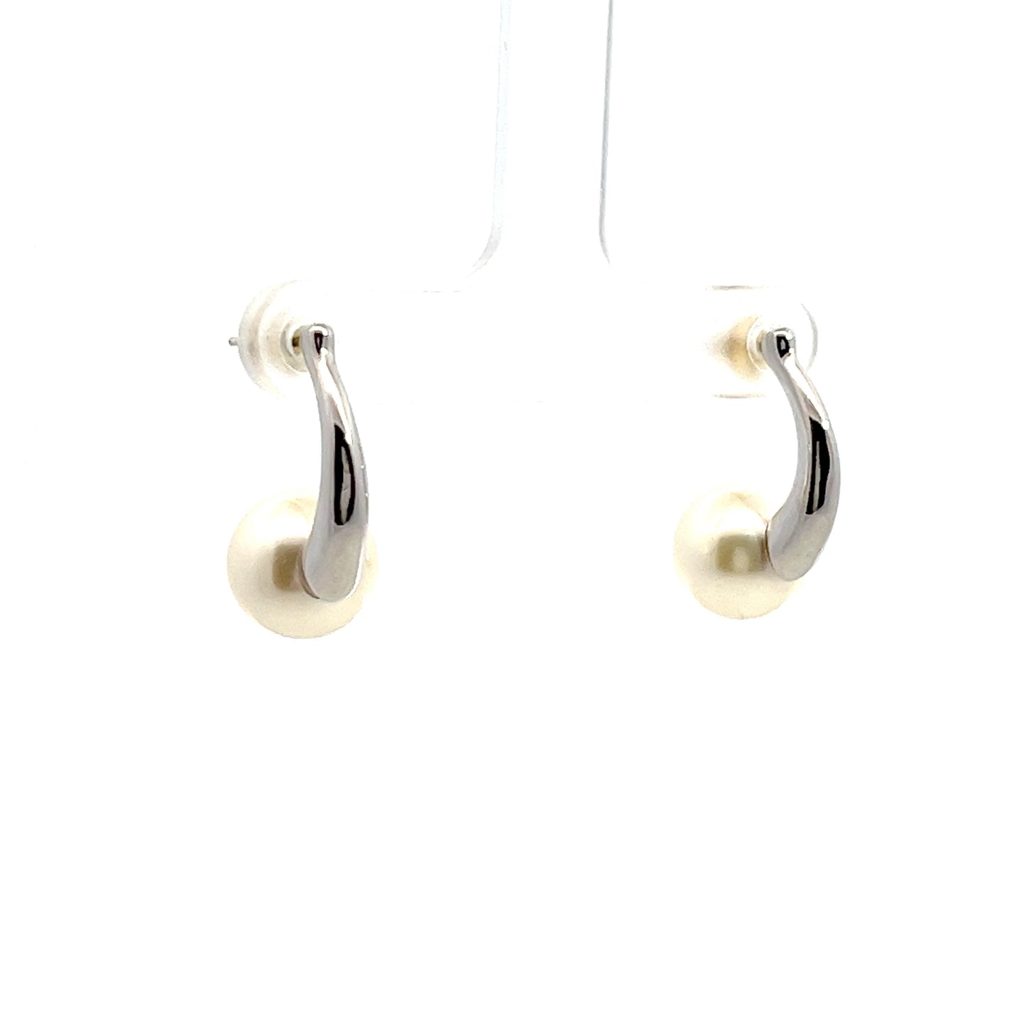 Med Pearl Earrings in Sliver