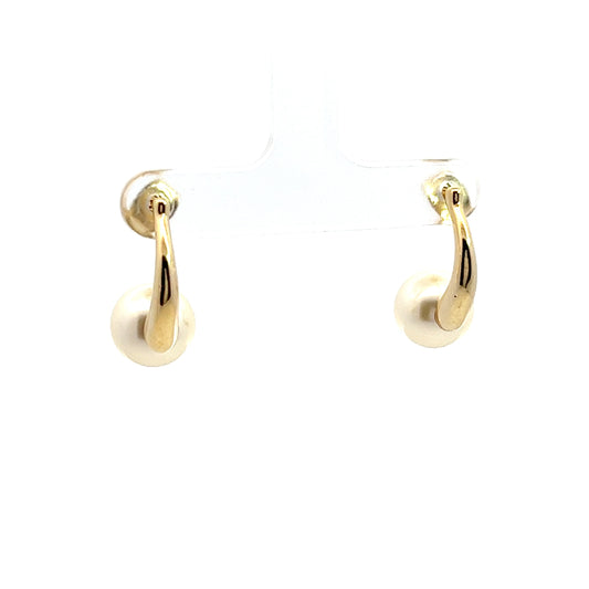 Med Pearl Earrings in Gold