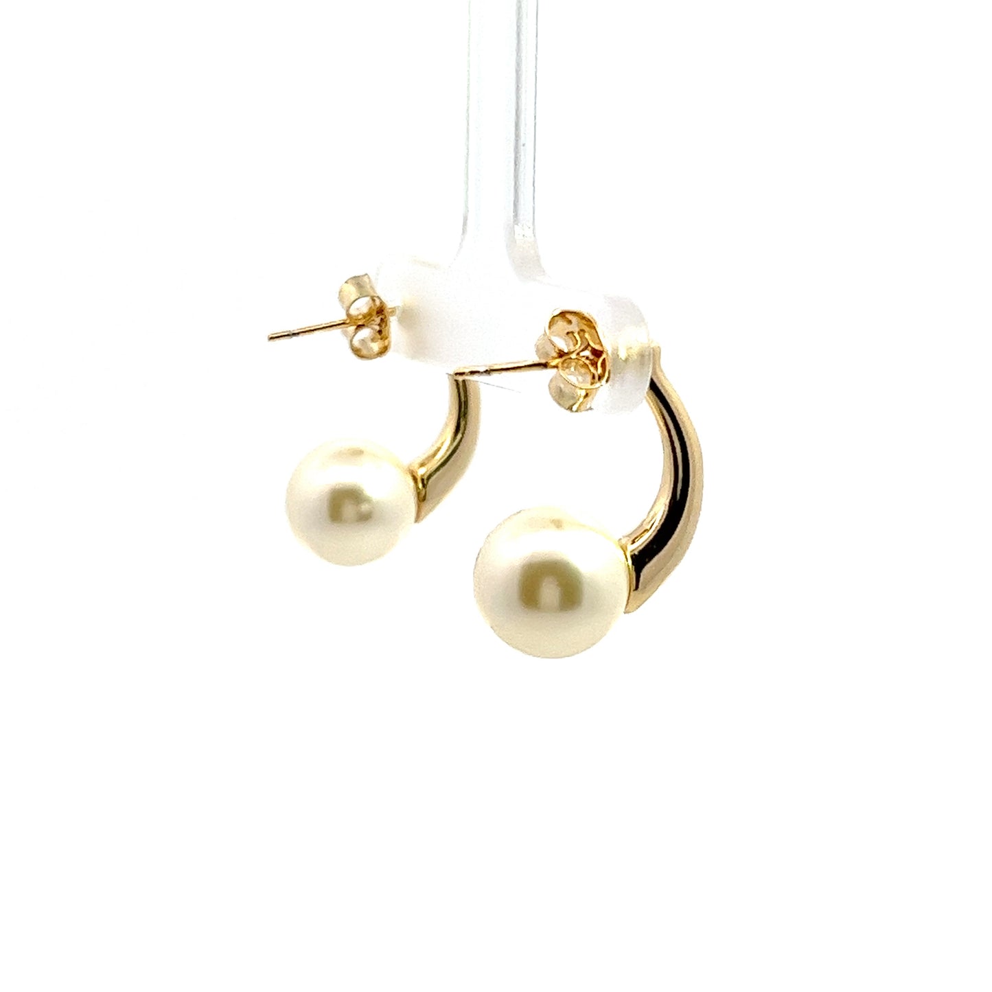 Med Pearl Earrings in Gold