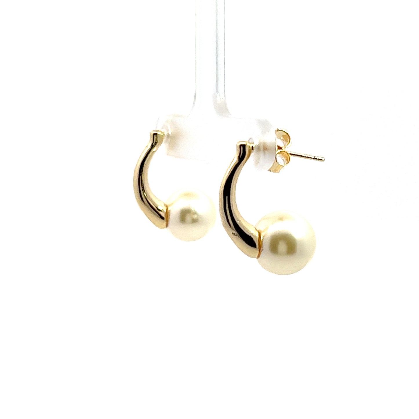 Med Pearl Earrings in Gold