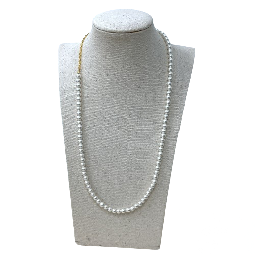 6mm Pearl Necklace In Gold