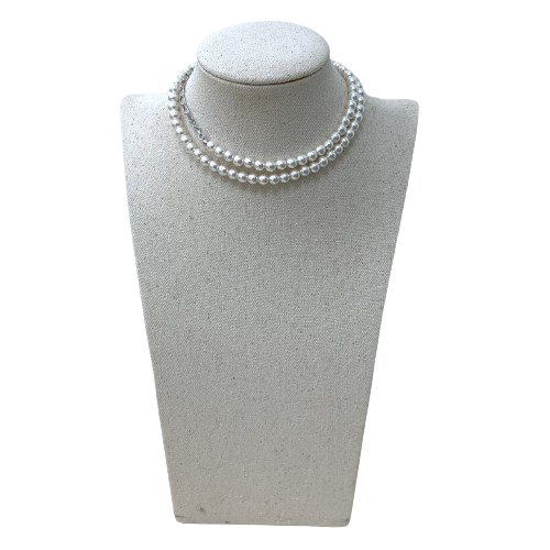 6mm Pearl Necklace In Sliver