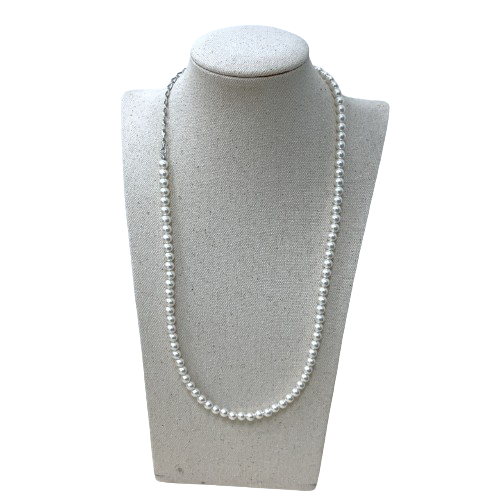 6mm Pearl Necklace In Sliver