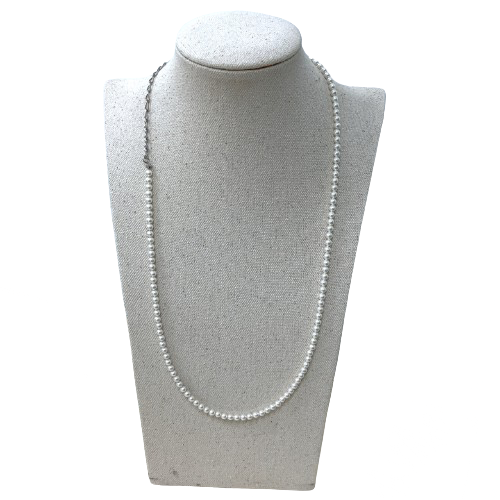 4mm Pearl Necklace In Sliver