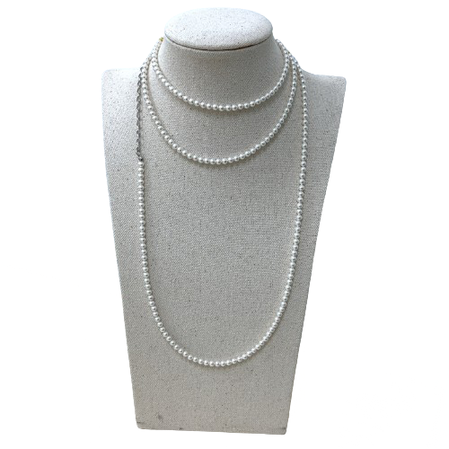 4mm Pearl Necklace In Sliver