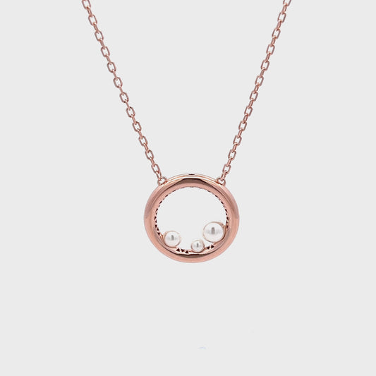 Pearl Trio Necklace in Rose Gold