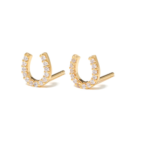 Mini Horseshoe Earrings in Gold