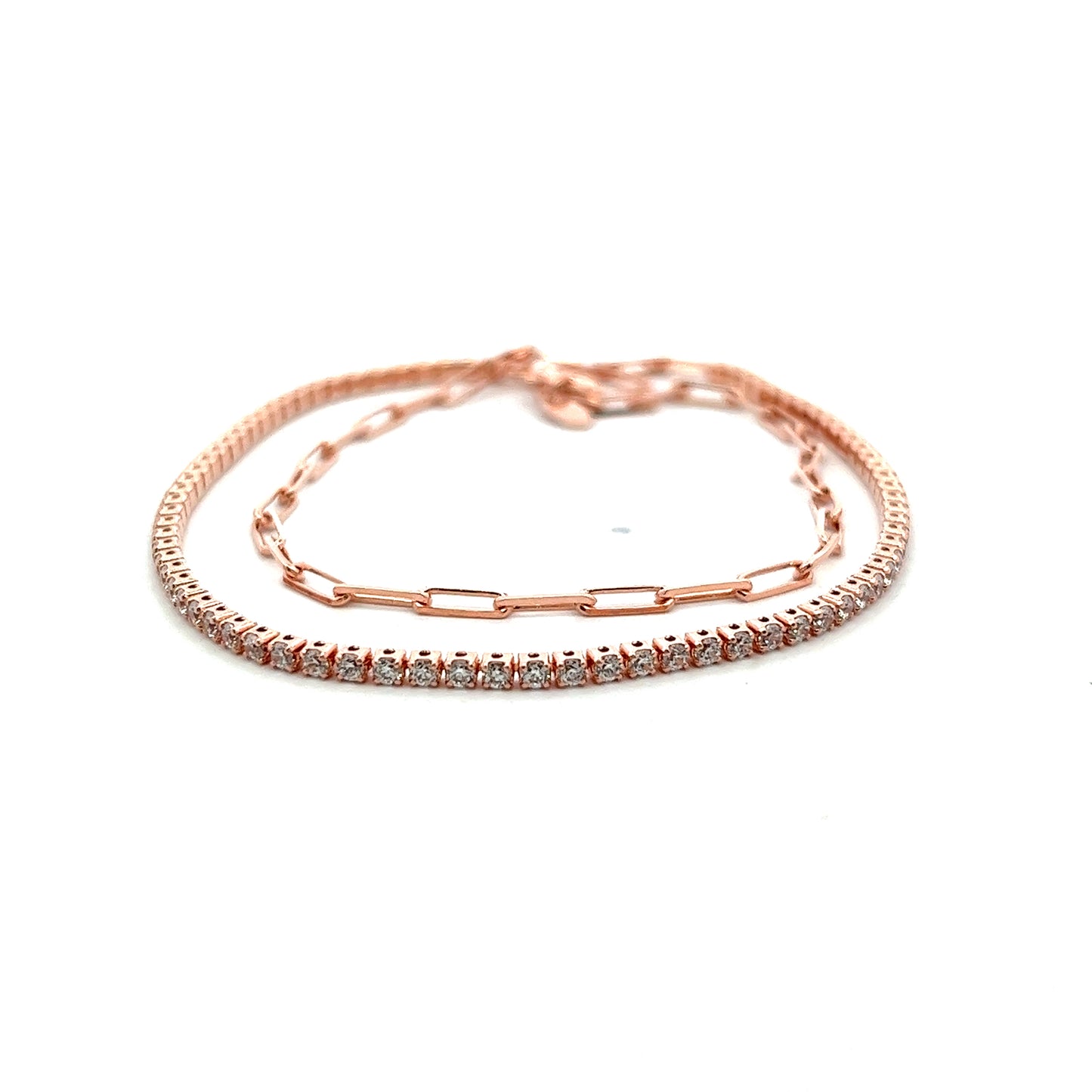 Tennis X Chaine Bracelet In Rose Gold