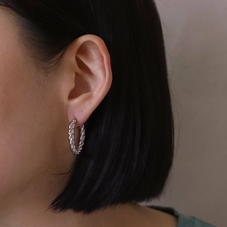 Emily Loop Earrings in Silver