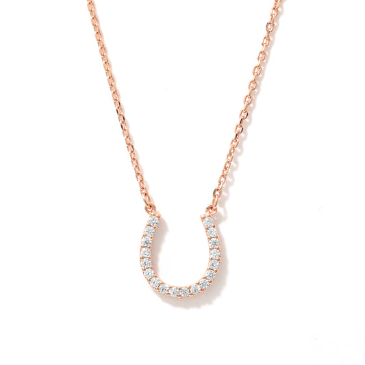 Lucky Horseshoe Necklace in Rose Gold