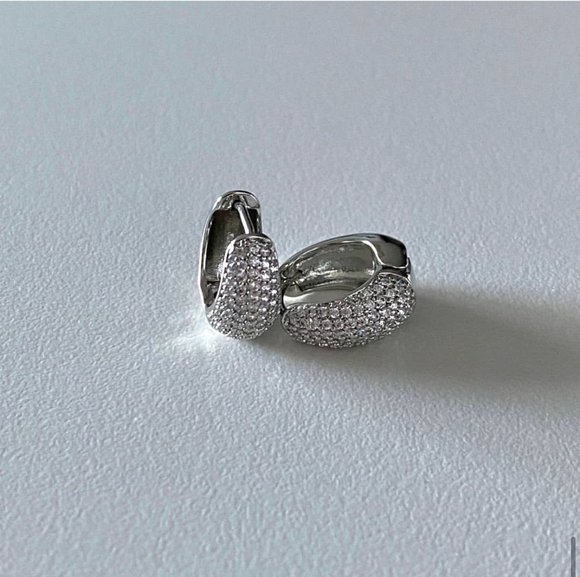 Caviar Huggies Earrings in Silver