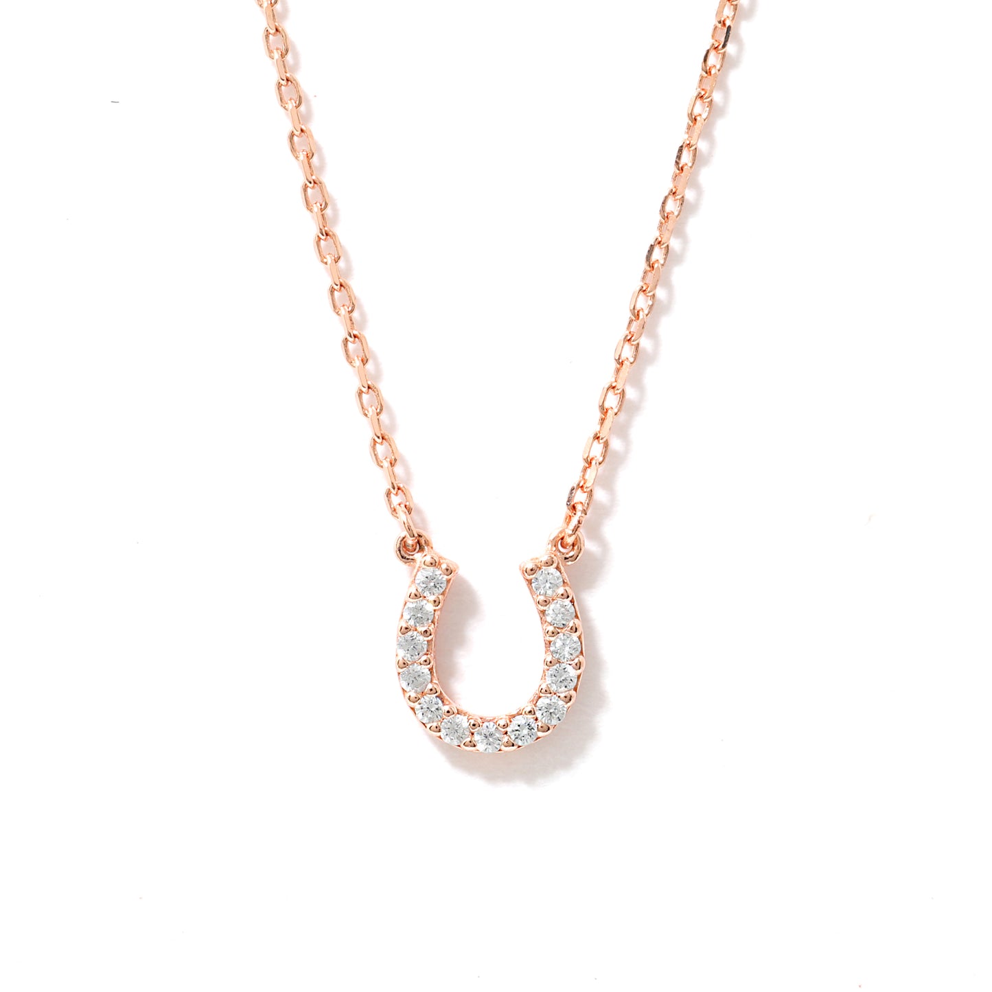 Mini Horseshoe Necklace in Rose Gold