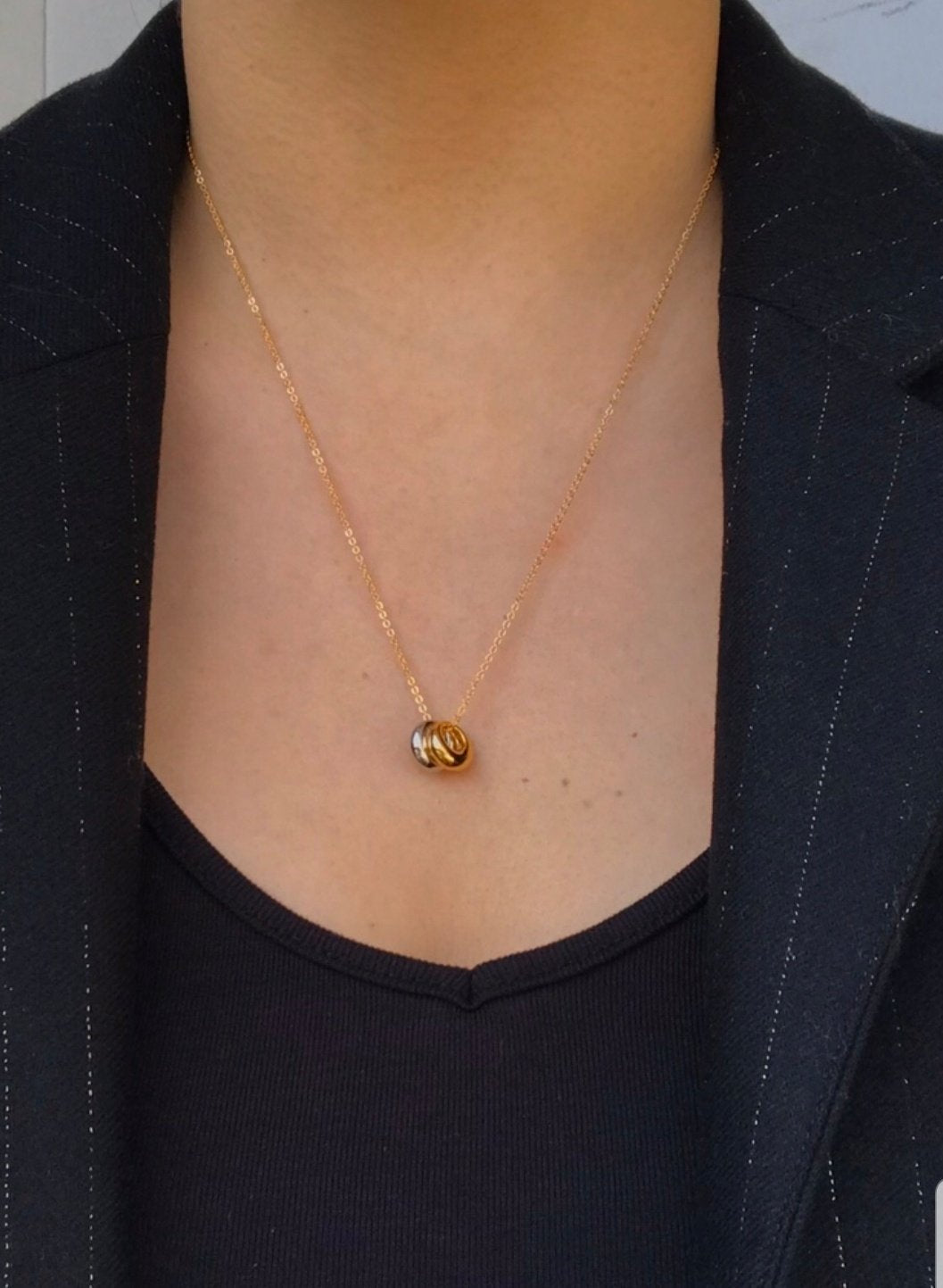 Cercle Dual Necklace with Gold Chain