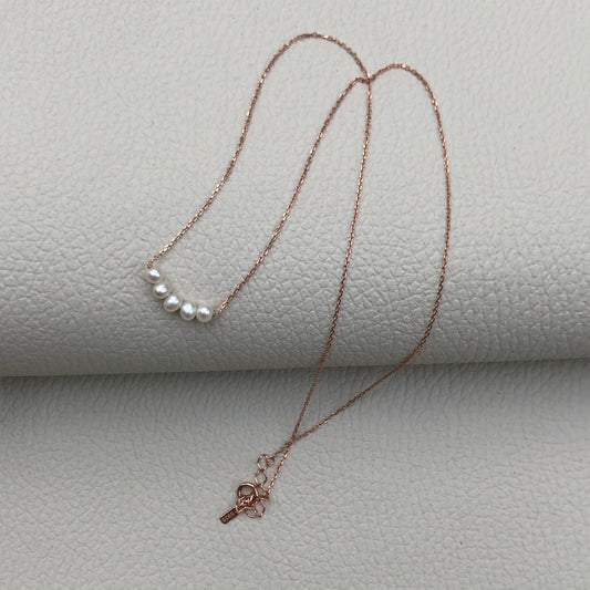 Tricia Pearl Necklace in Rose Gold