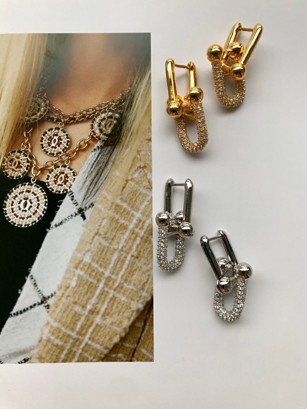Chaine Diamante Earrings in Silver