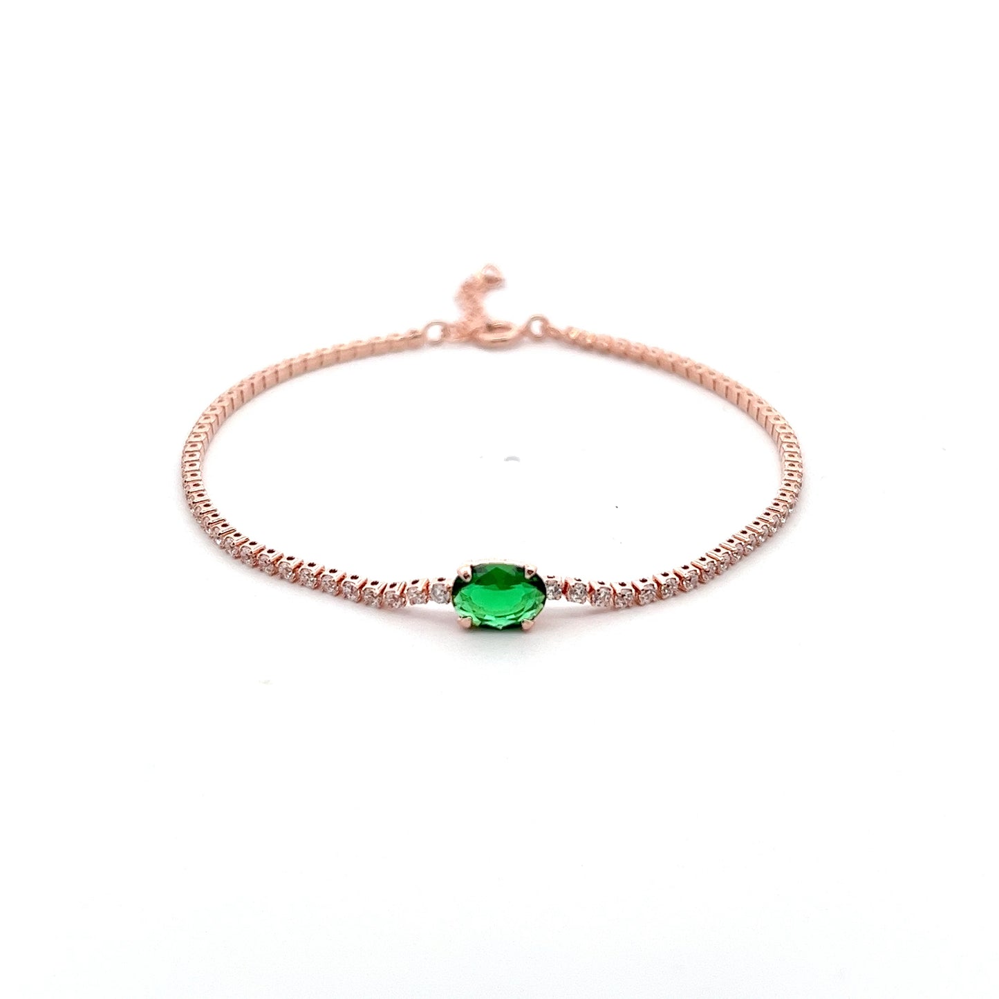 Tennis X Emerald Bracelet In Rose Gold