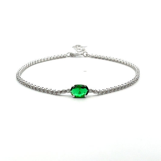 Tennis X Emerald Bracelet In Sliver